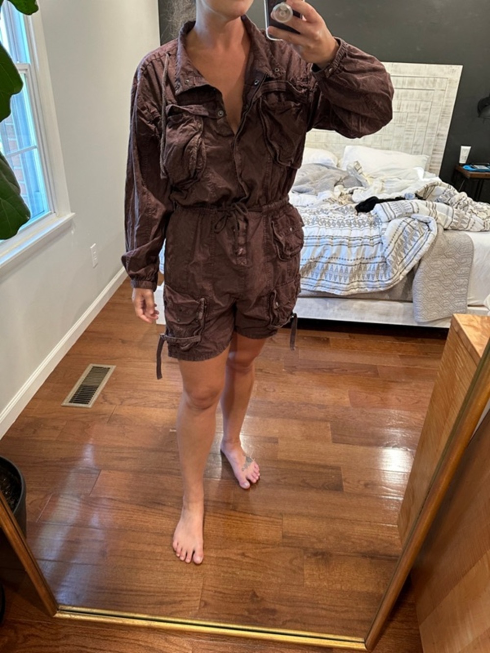NWT FREE PEOPLE Moon Bay Parachute Shortalls | Brown MSRP $168 Size M - Picture 3 of 3
